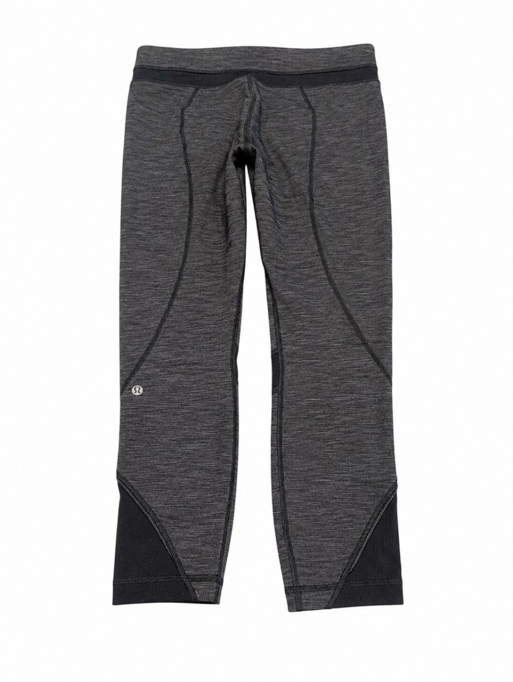 Lululemon Women’s 8 Gray Heathered Crop Leggings Athletic Yoga Workout Running
